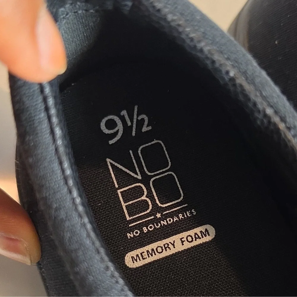 NOBO Men's Black Canvas Slip-On Casual Shoes Memory Foam Round Toe US‎ 9.5